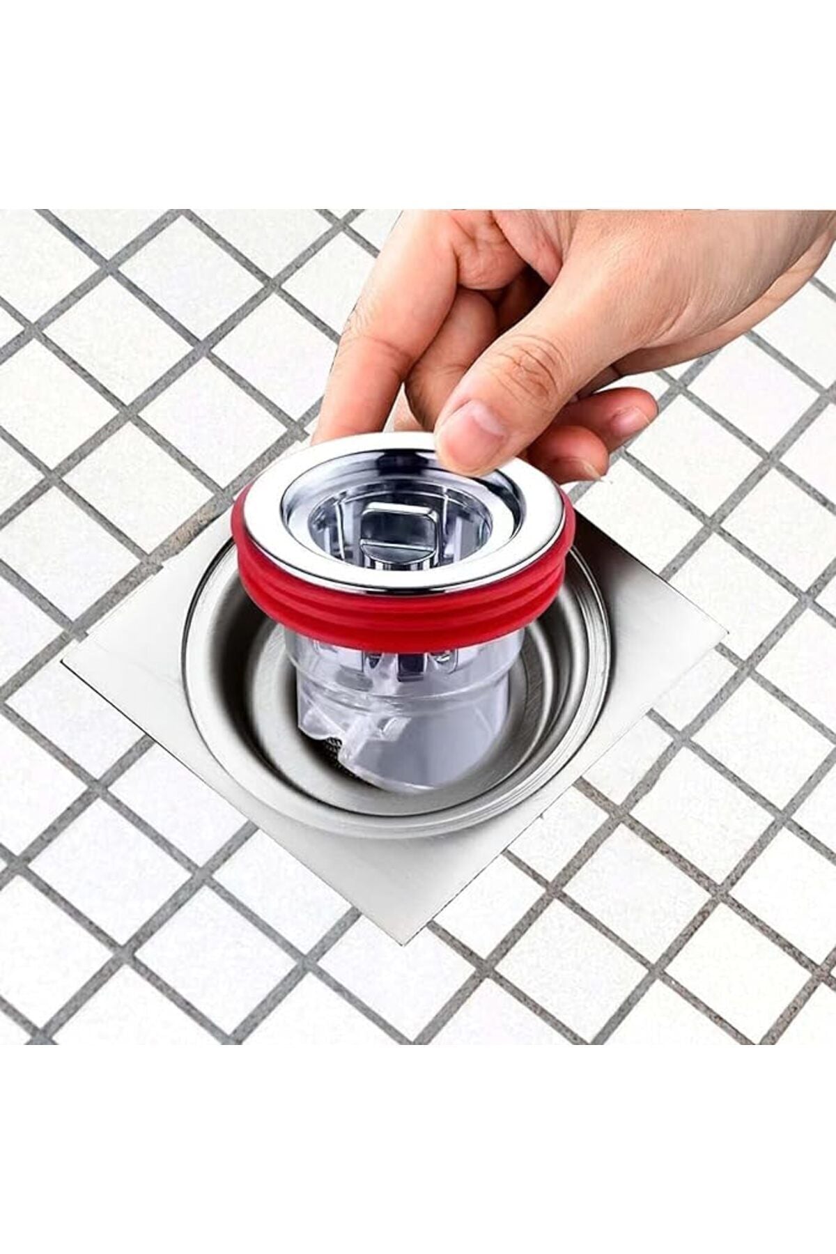 Bathroom floor drain strainer detail
