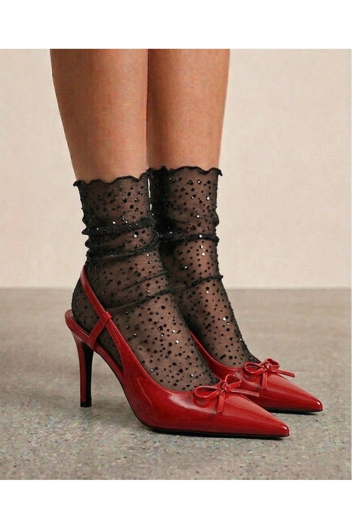 Black Glitter Black Tulle Socks