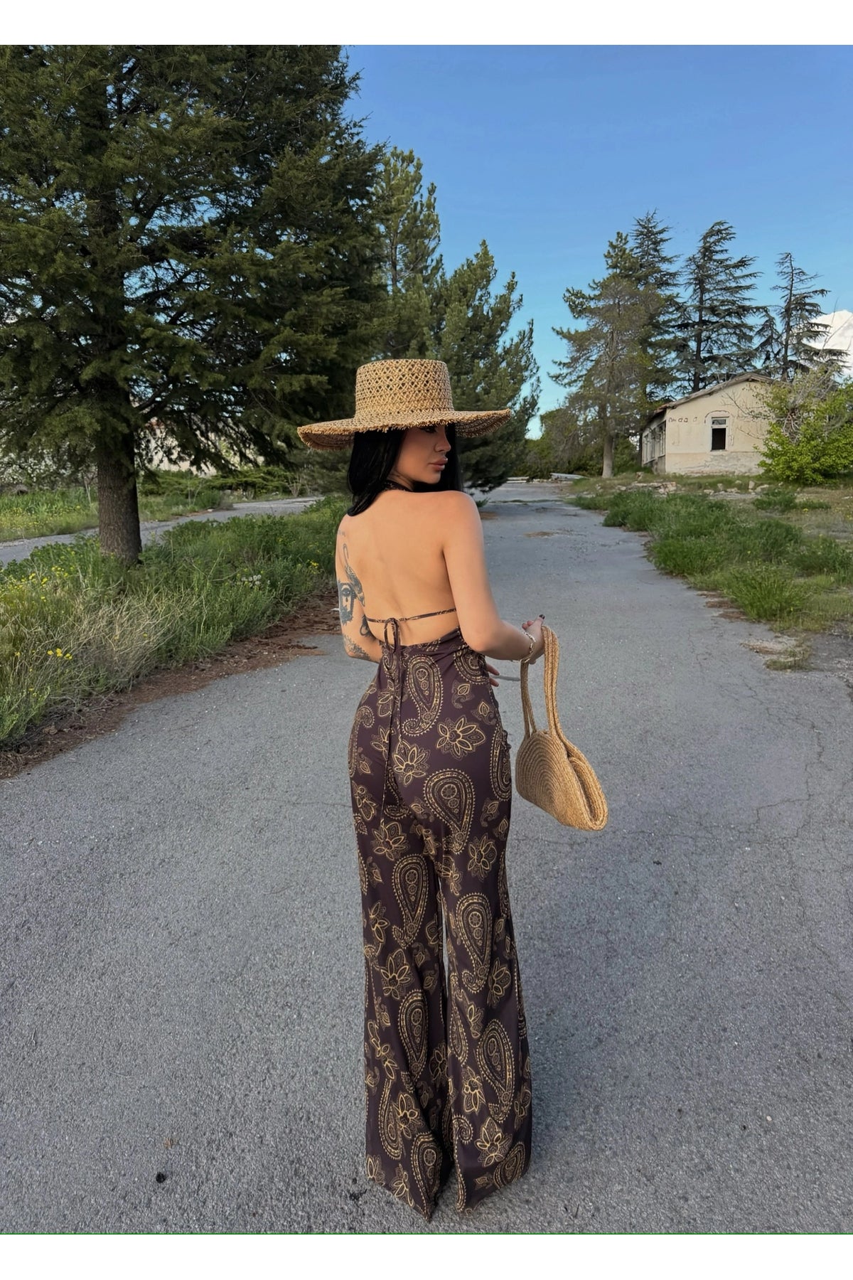 Brown Amber Halterneck Jumpsuit