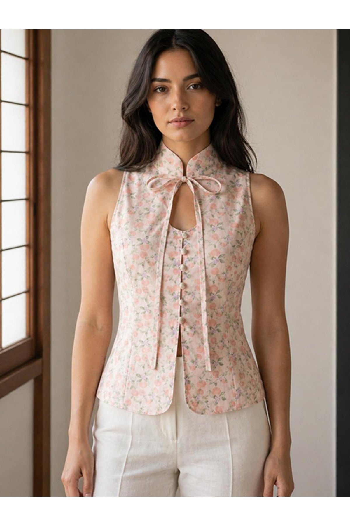 Beyza Yalçınkaya Candy Front-Button Patterned 100% Cotton Blouse – Multicolor