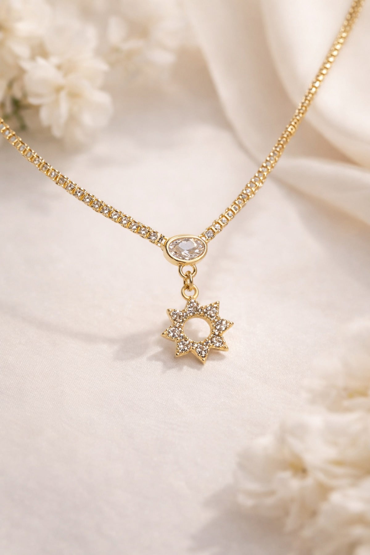 Stella zircon pendant necklace detail