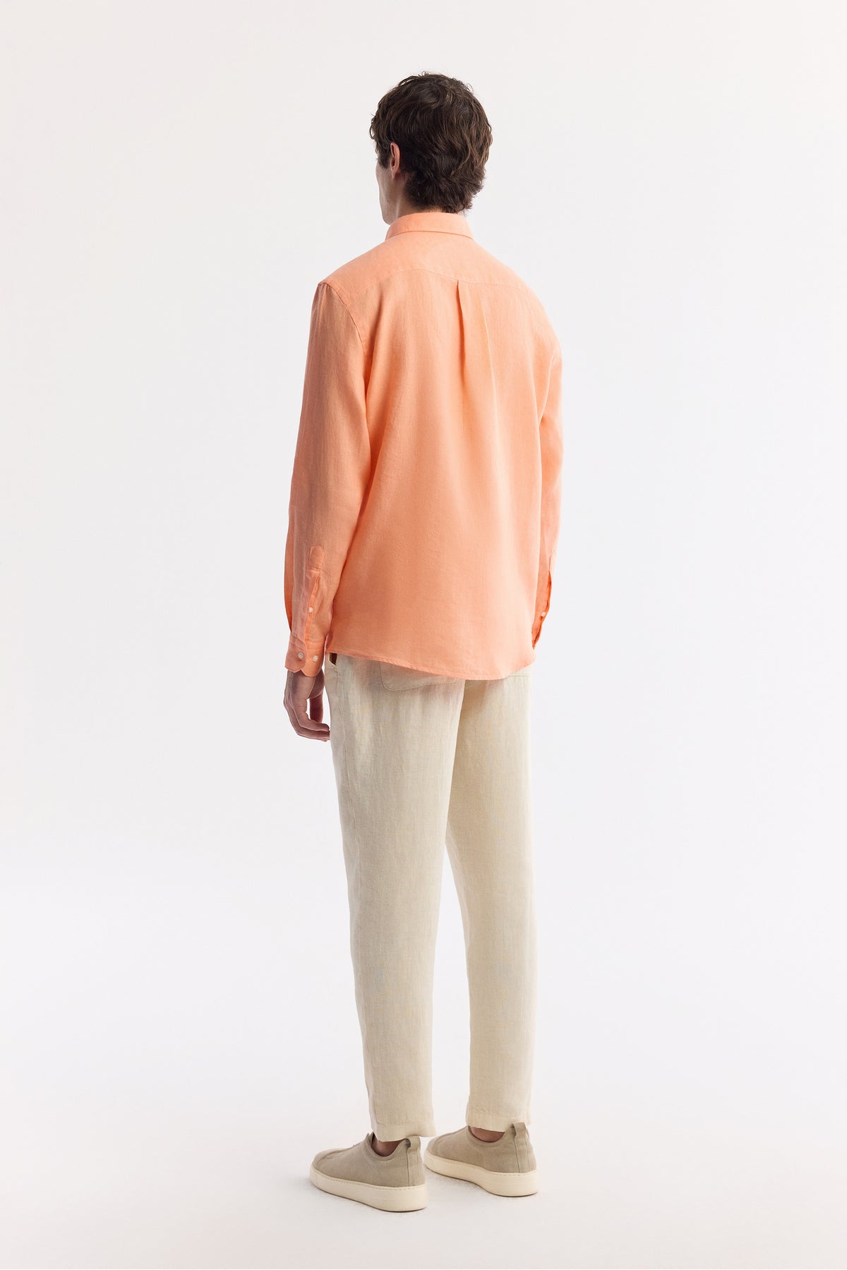AVVA Men's Orange Linen Shirt - Lifestyle