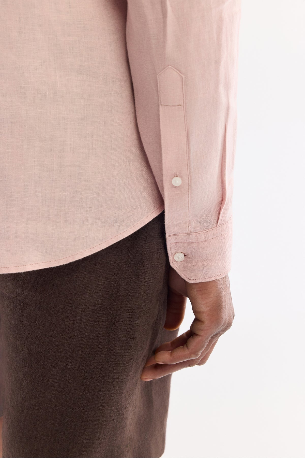 AVVA Men's Dark Pink Linen Shirt - Lifestyle