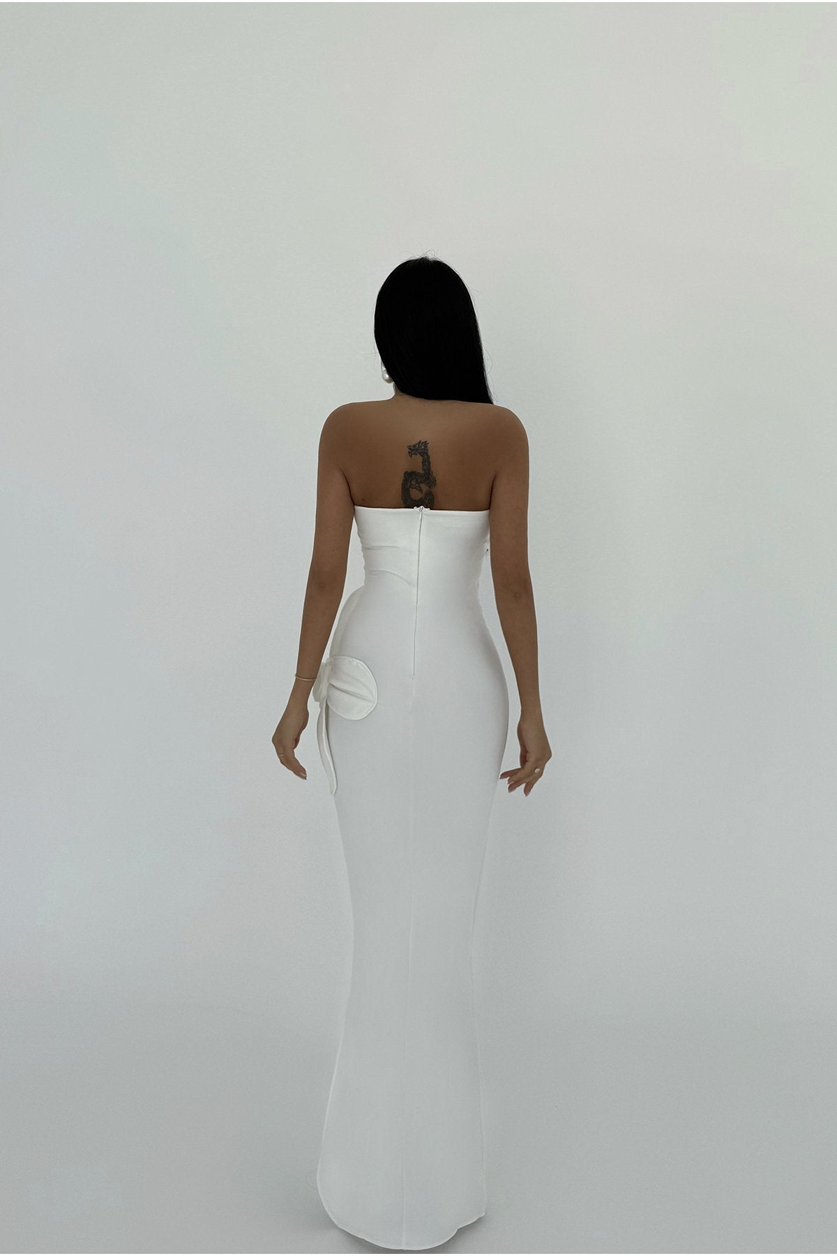 EYYO Daysi White Strapless Dress - Close Up