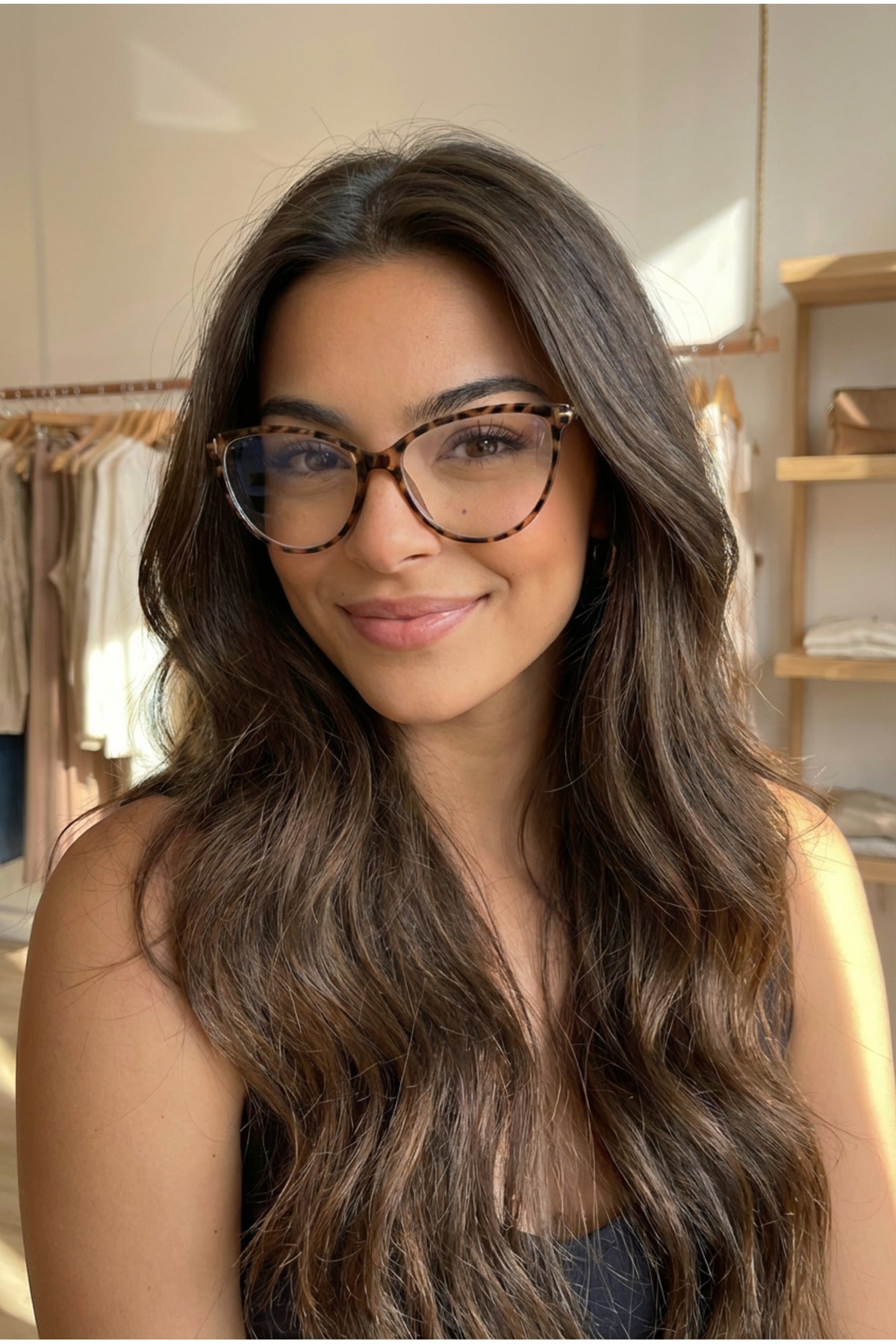 UV400 Cat Eye Blue Light Blocking Computer Glasses - Brown
