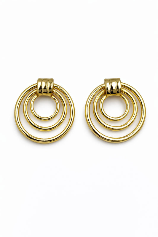 Jack Ferrero gold steel triple hoop earrings