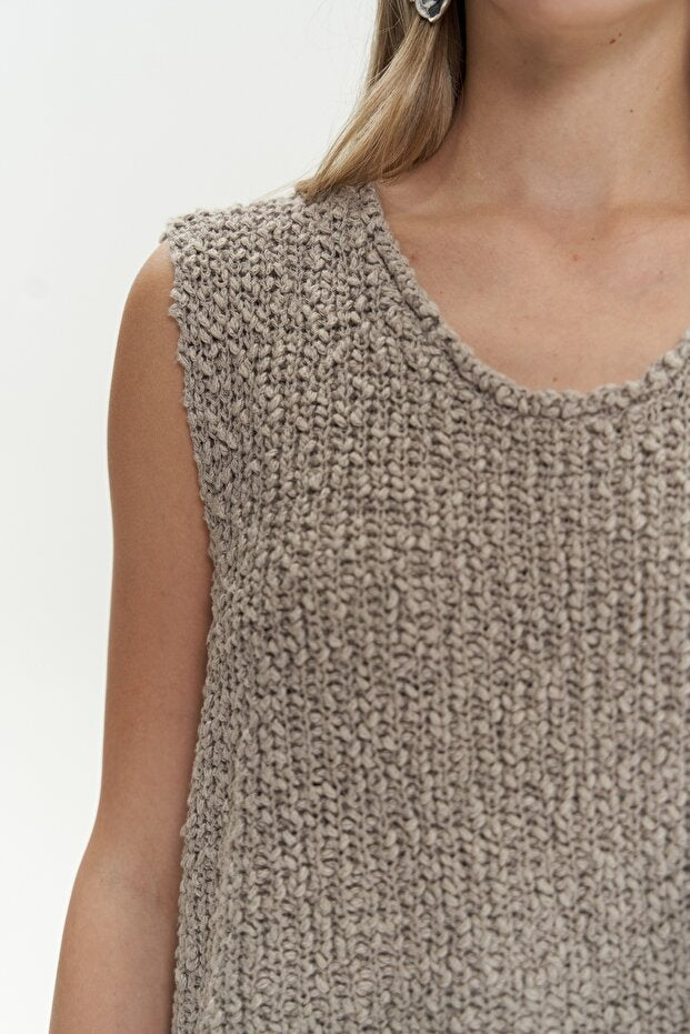BOHEMAI Knitle Comfortable Fit Knitwear Mink Crop Top - 7