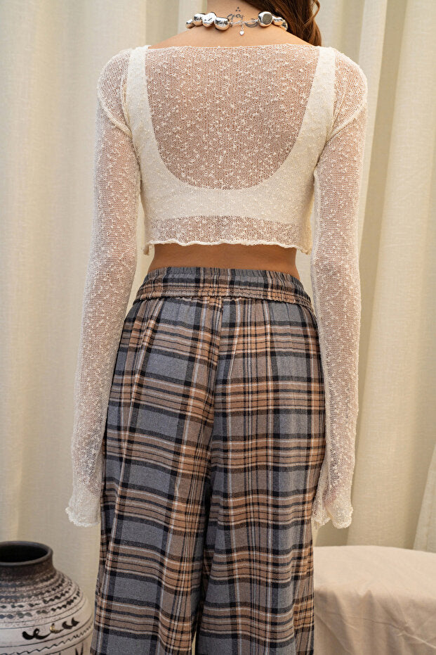 BOHEMAI Yenka Basic Thin Beige Knitwear Crop Top - 5