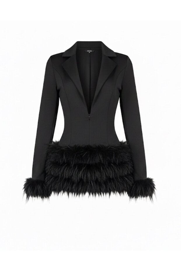 Women's Black Feather Jumpsuit - 1