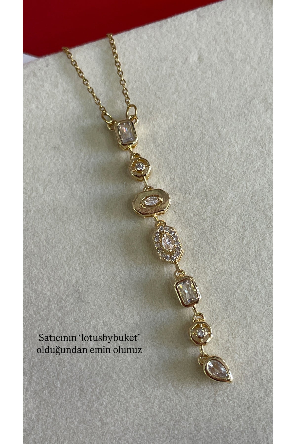 LotusByBuket gold geometric zircon Y necklace