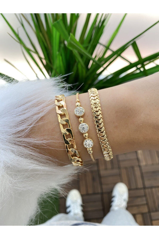 Jenny Daphne gold-plated non-tarnish bracelet 3-set