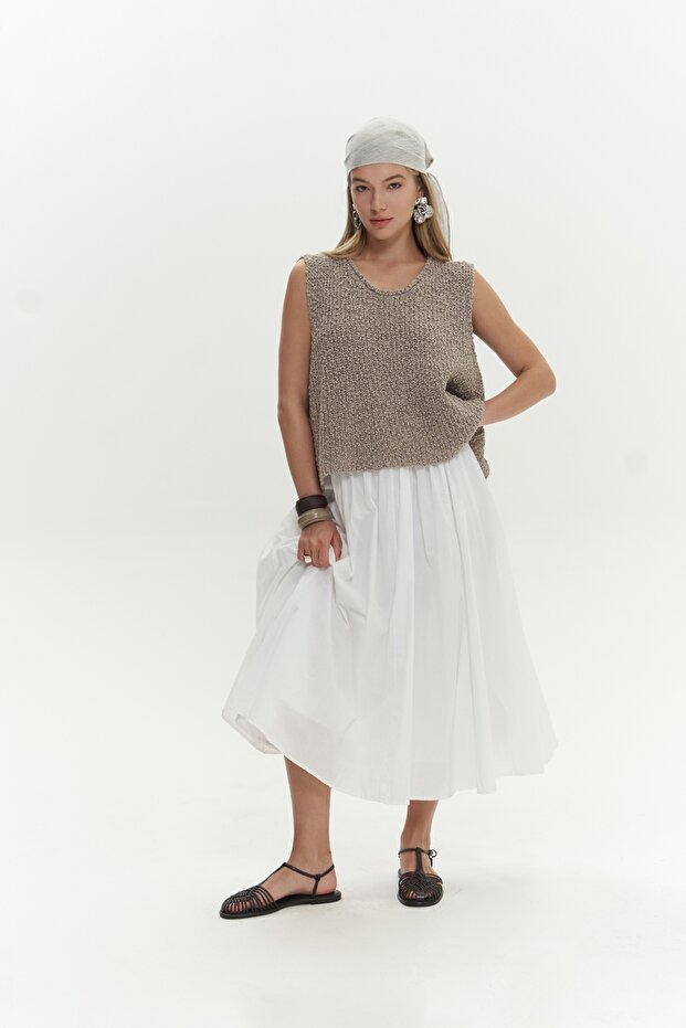 BOHEMAI Knitle Comfortable Fit Knitwear Mink Crop Top - 4