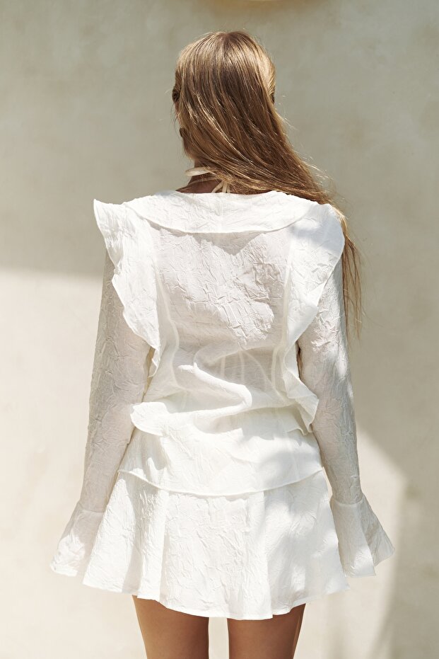 Aliza Ecru Shirt Shorts Set - 4