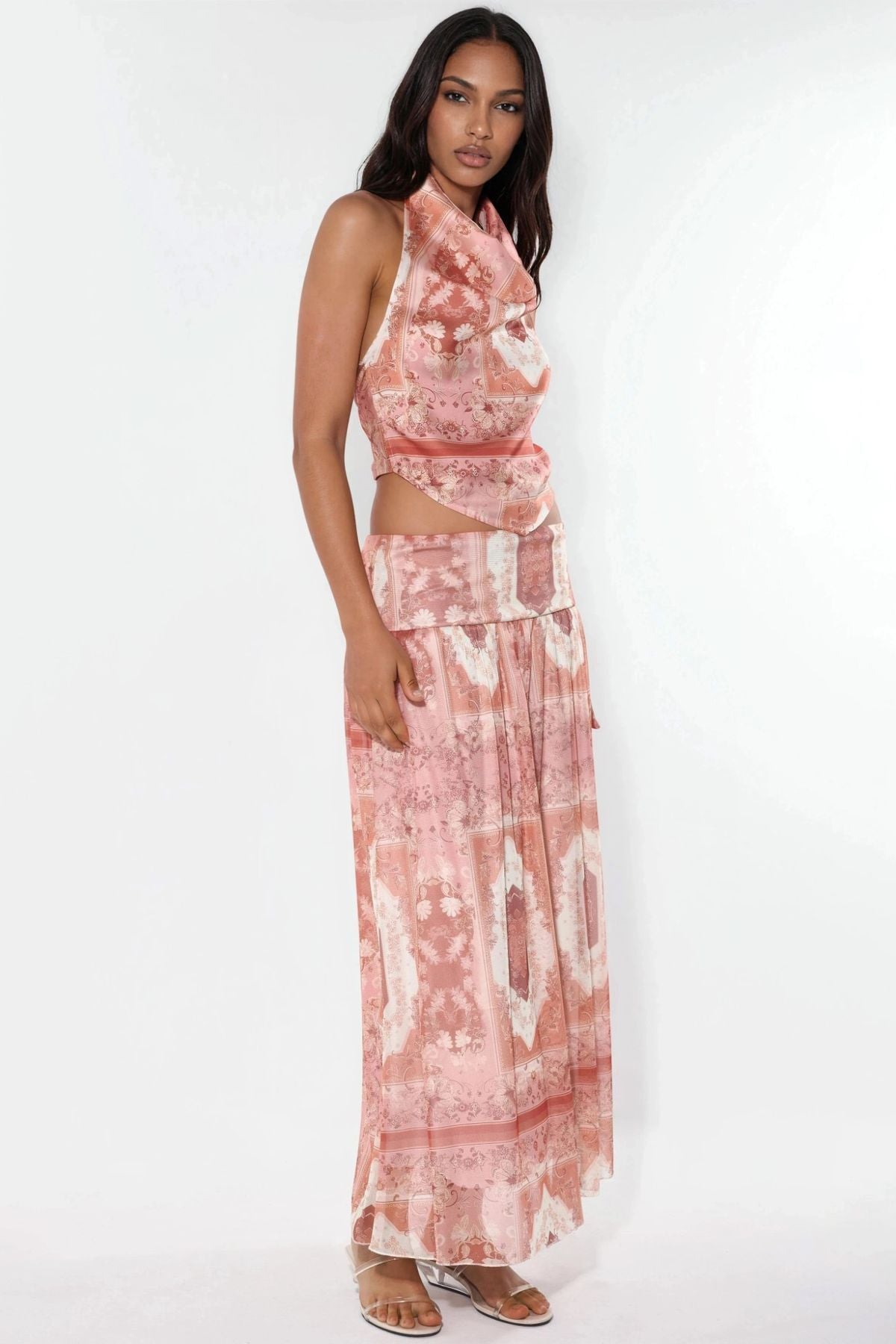 Hiccup Patterned High-Waist Midi Skirt – Multicolor