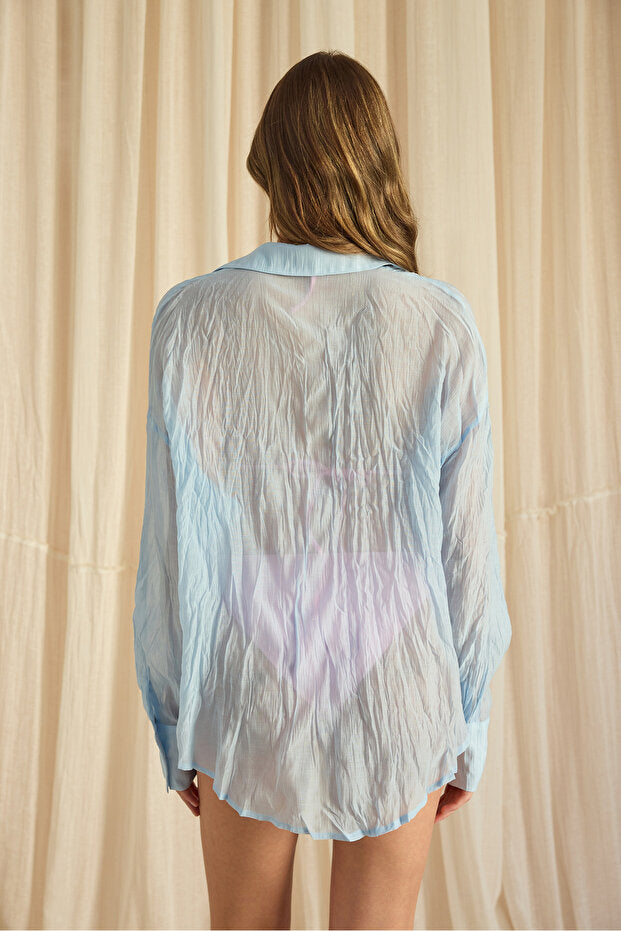 MAI STUDIOS CO. Darya Wrinkle Detail Blue Shirt