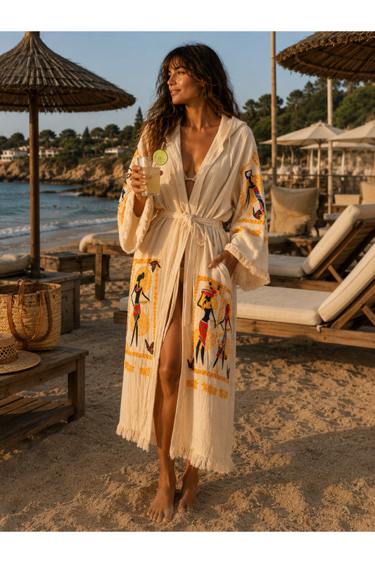 DORA COLLECTİON MUĞLA Figürlü müslin bornoz