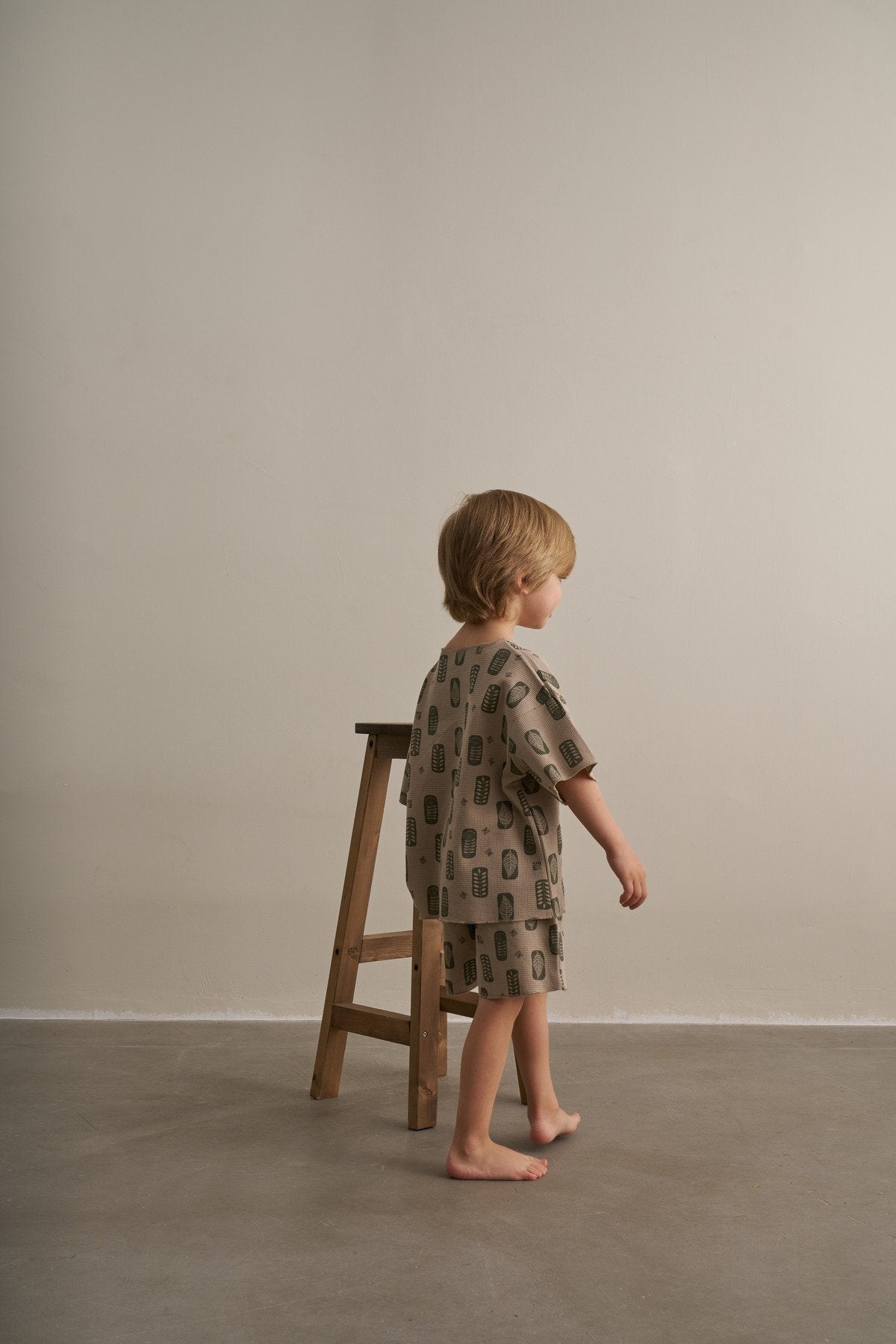 Mink waffle knit kids shorts set