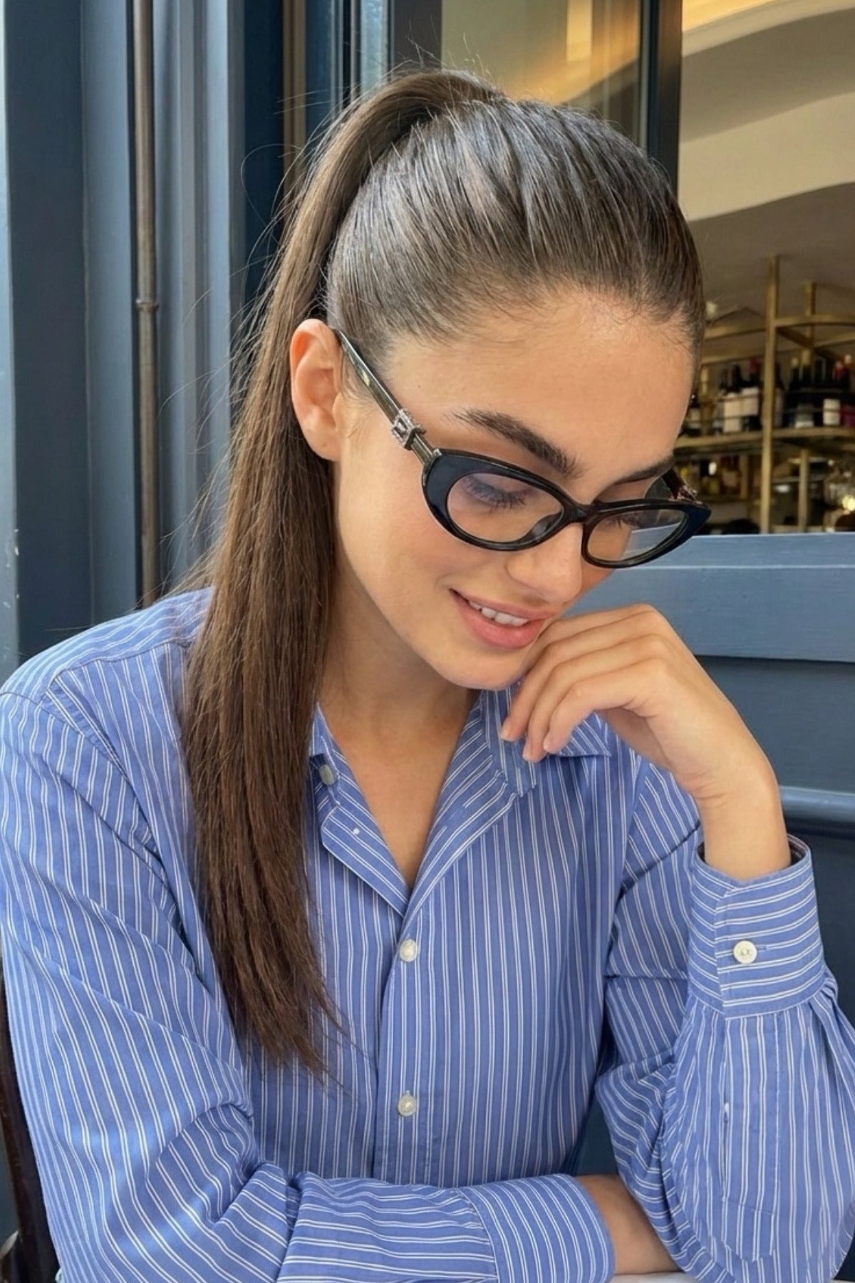 Slim Cat Eye Sunglasses - Black Frame, Gradient Lenses, Ultra Lightweight