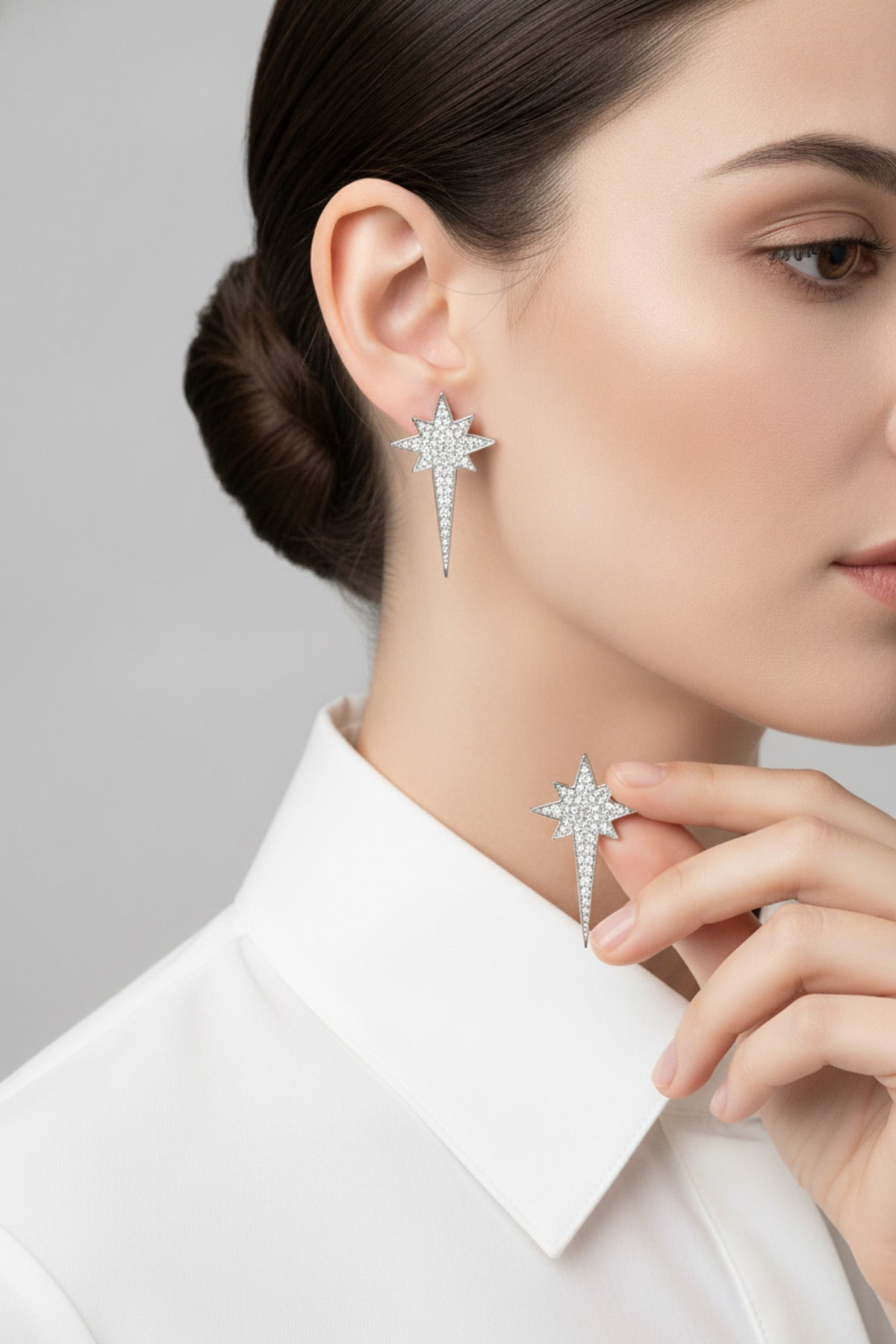 zircon north star earrings