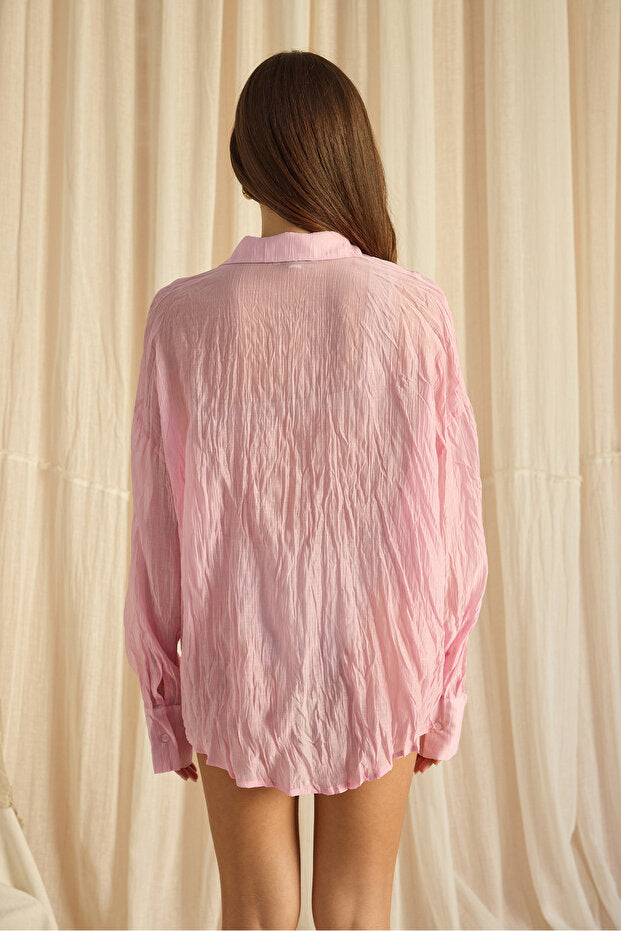 MAI STUDIOS CO. Darya Wrinkle Detail Pink Shirt