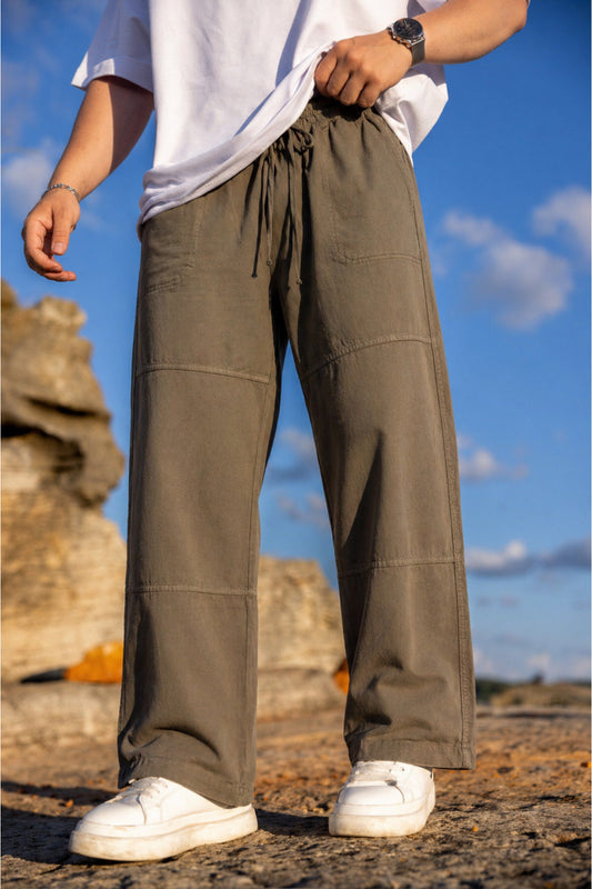 Combine Michail Men's Wide Leg Linen Pants Mink