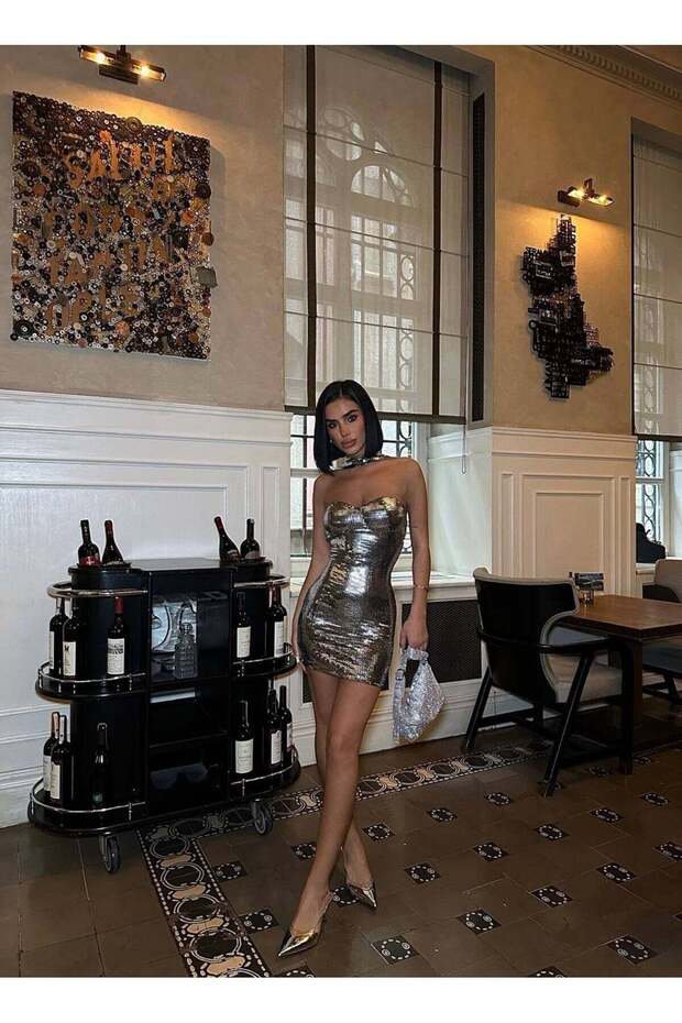 Women's Silver Mirrored Mini Dress - View 1