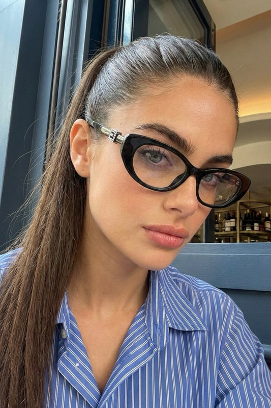 Slim Cat Eye Sunglasses - Black Frame, Gradient Lenses, Ultra Lightweight