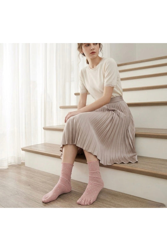 Pink Sequin Tulle Knee-High Socks
