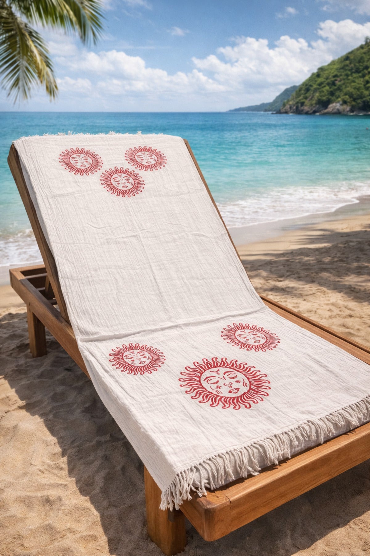 Vita 3-Layer Organic Muslin Peshtemal Beach Towel – Sun Print