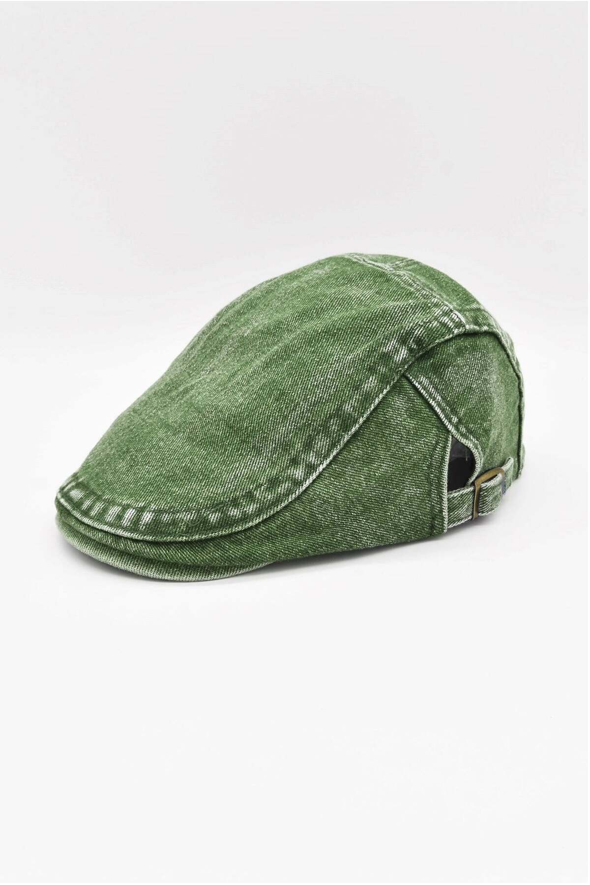 Külah Men's Adjustable Denim Summer Flat Cap – Green