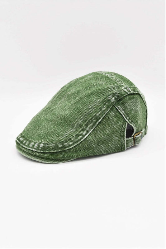 Külah Men's Adjustable Denim Summer Flat Cap – Green