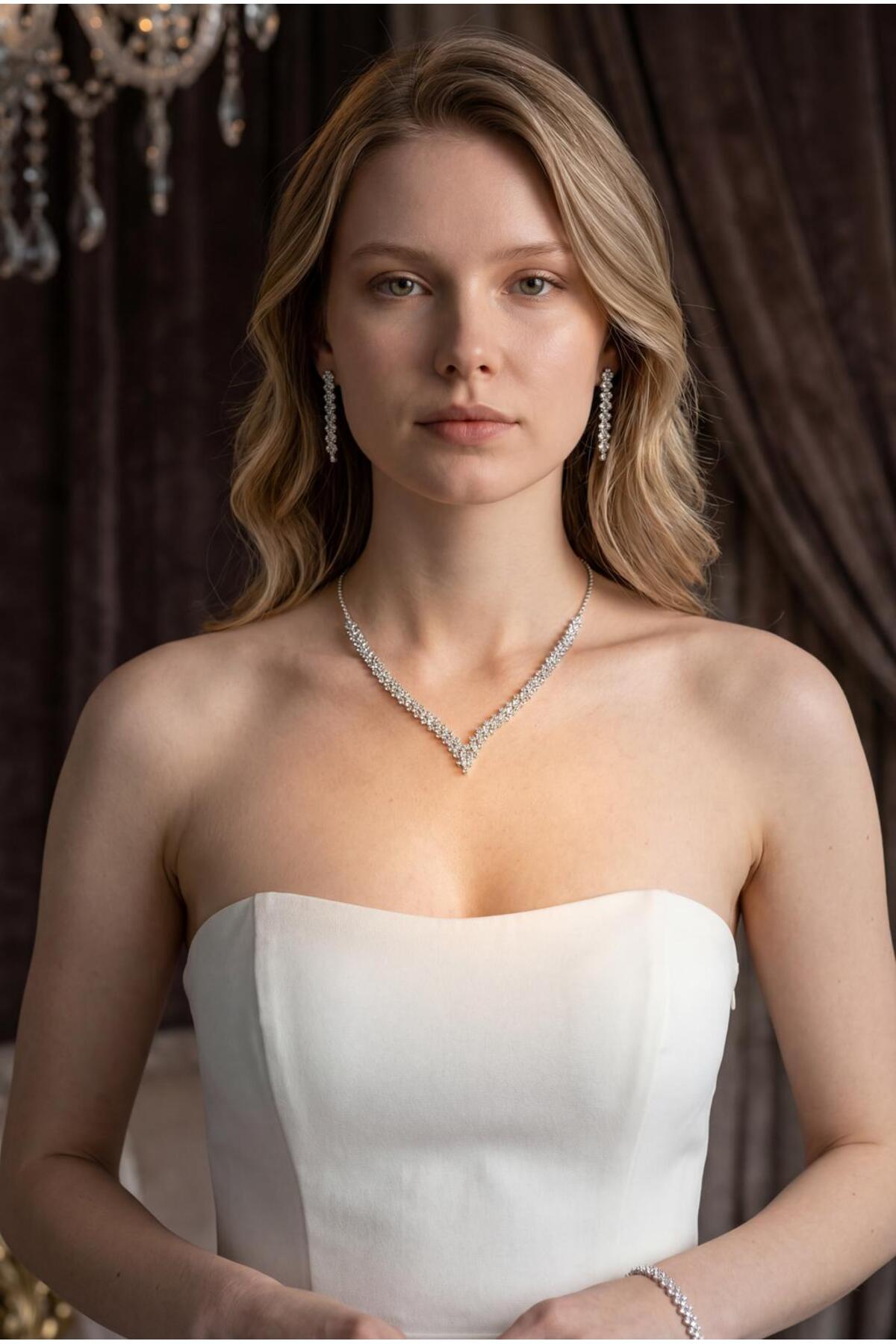 silver bridal jewelry set