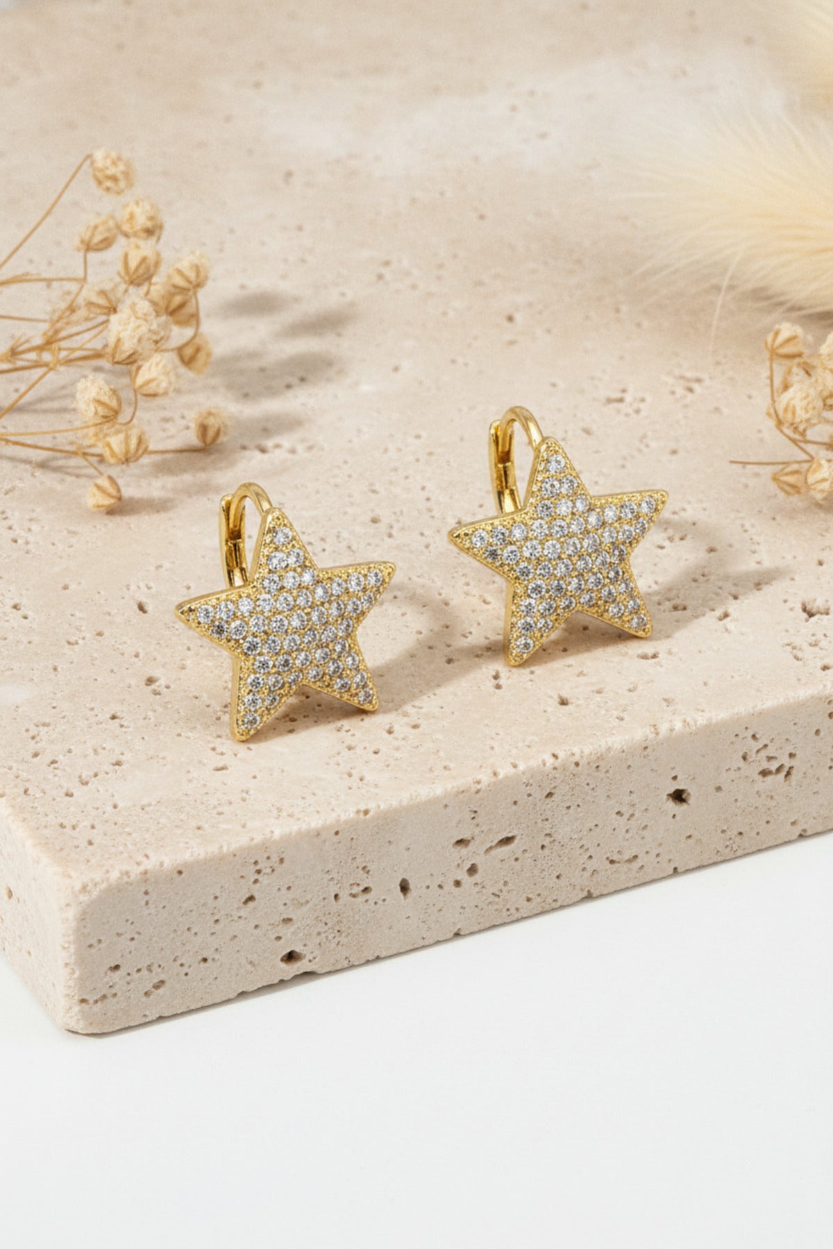 Jack Ferrero Women's Yellow Zircon Star Earrings side