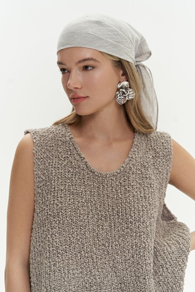 BOHEMAI Knitle Comfortable Fit Knitwear Mink Crop Top - 5