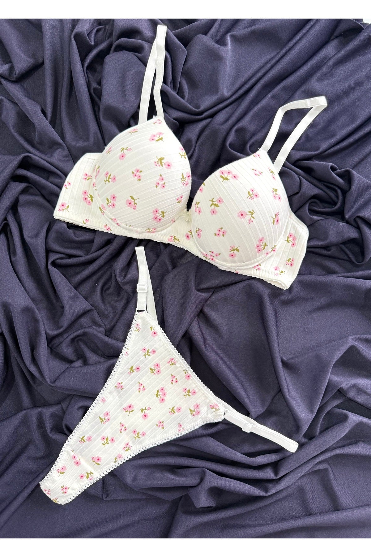 İNKO floral lingerie set white cotton