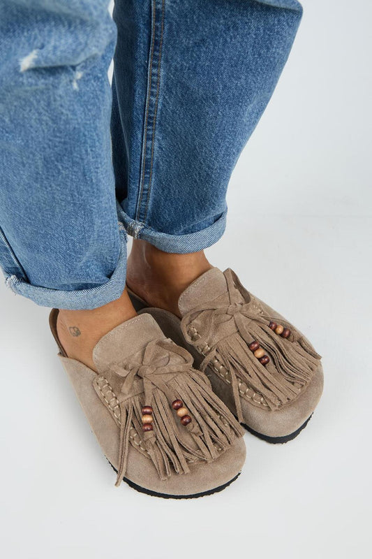Malinda Leather Slipper Mink - Front View