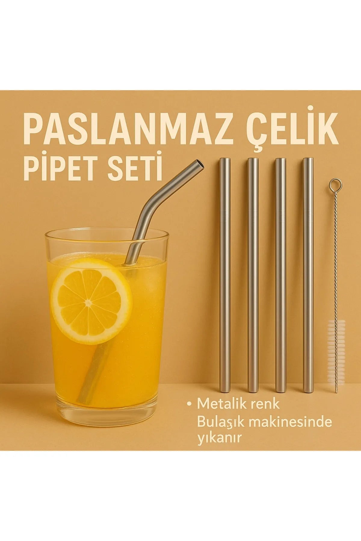 Reusable steel straw set detail