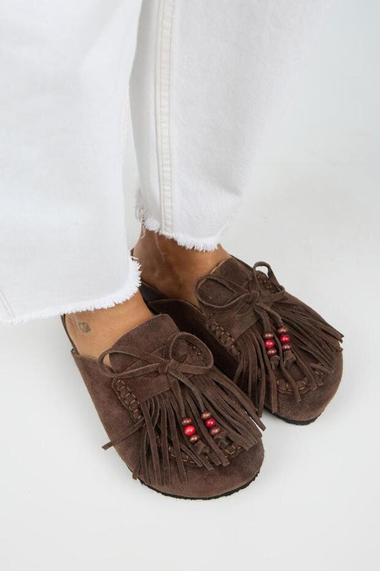 Malinda Leather Slipper Black - Front View