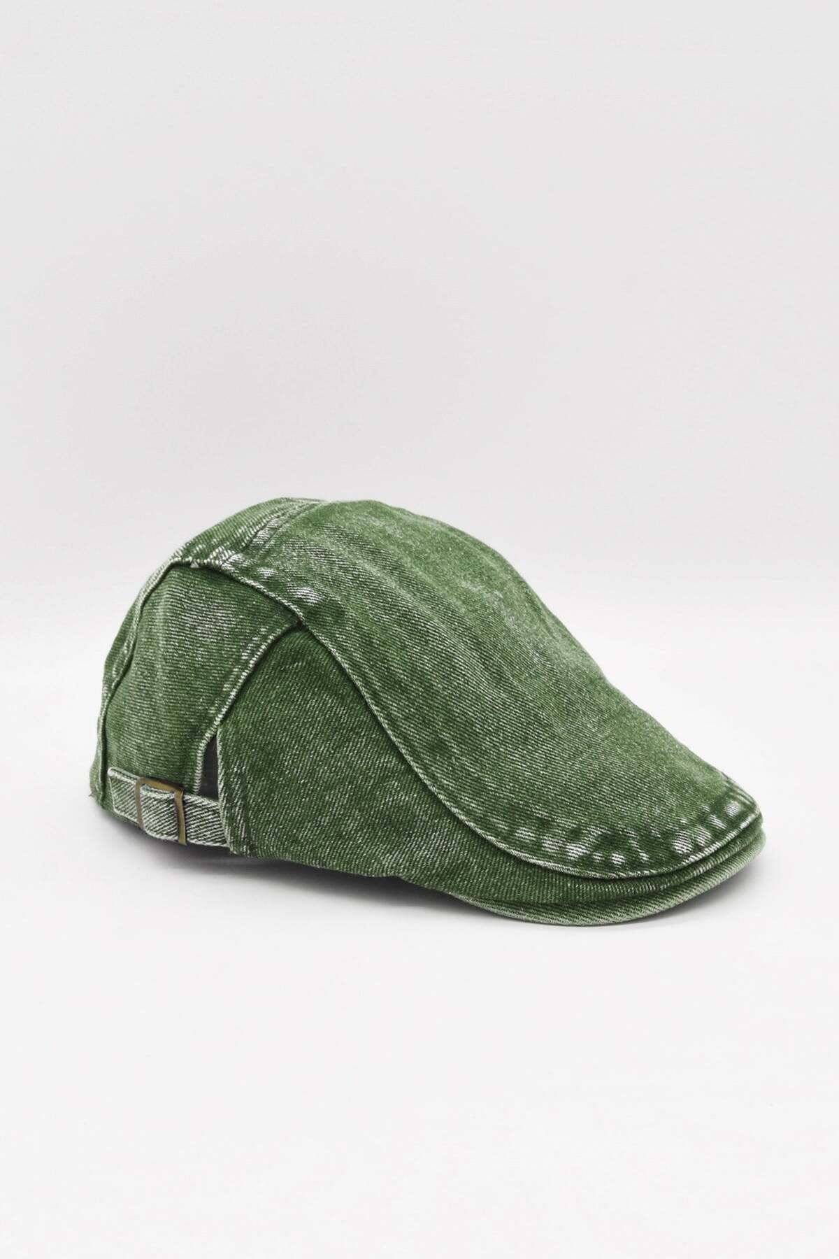 Külah Men's Adjustable Denim Summer Flat Cap – Green