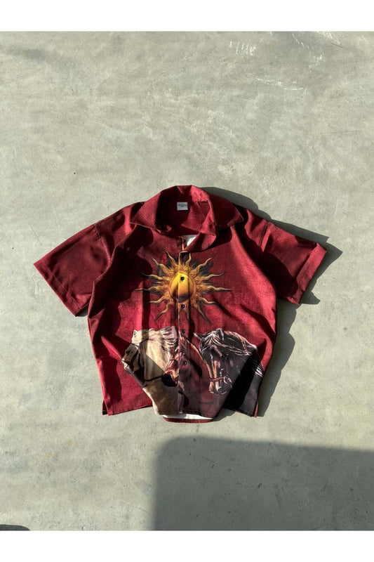 Fo4rbs sun print double-gauze oversize shirt multicolor