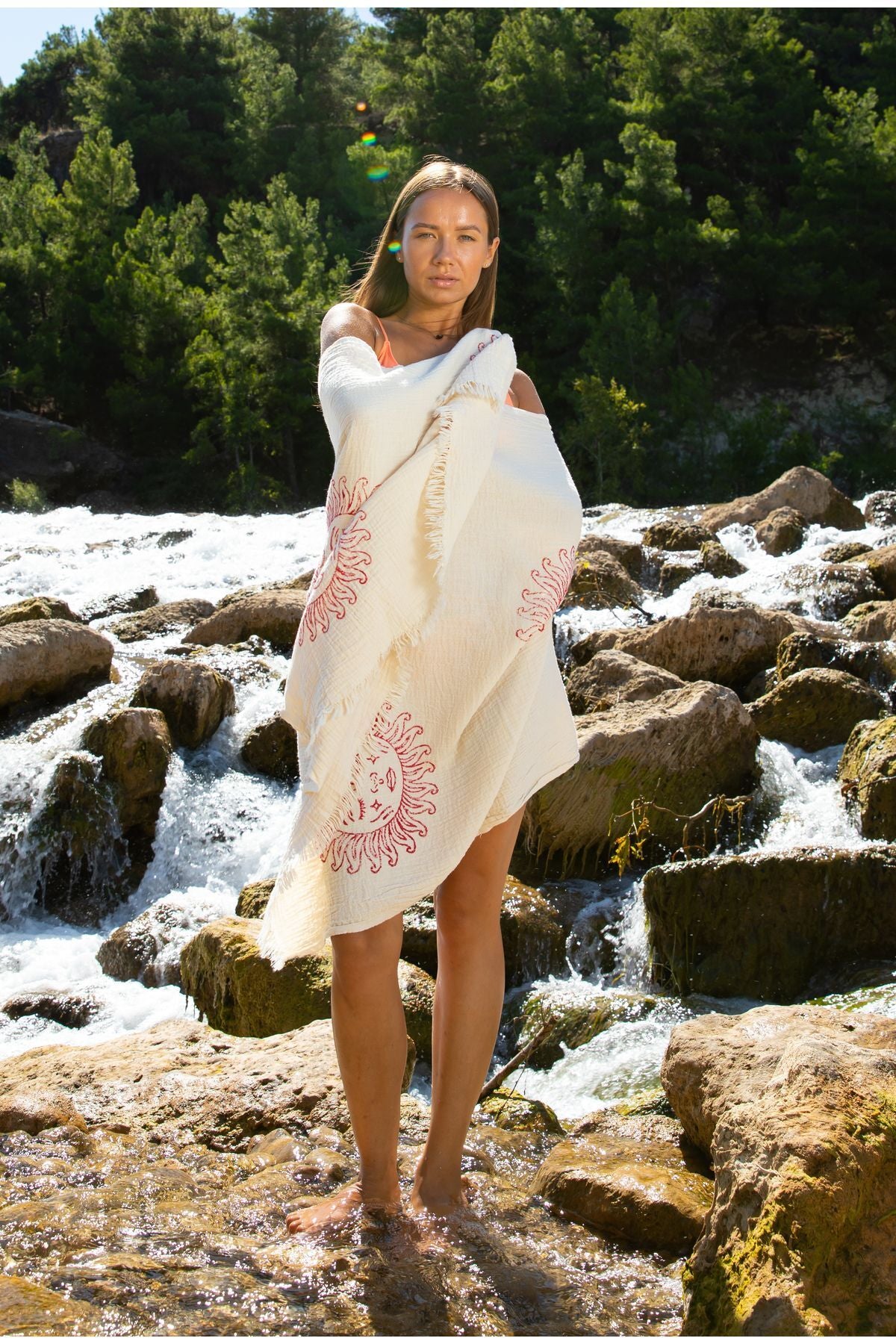 Organic Cotton Muslin Peshtemal Turkish Beach Towel – Cream