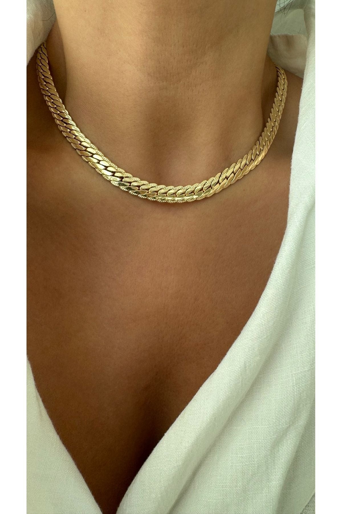 Vi Store gold braided rope chain necklace