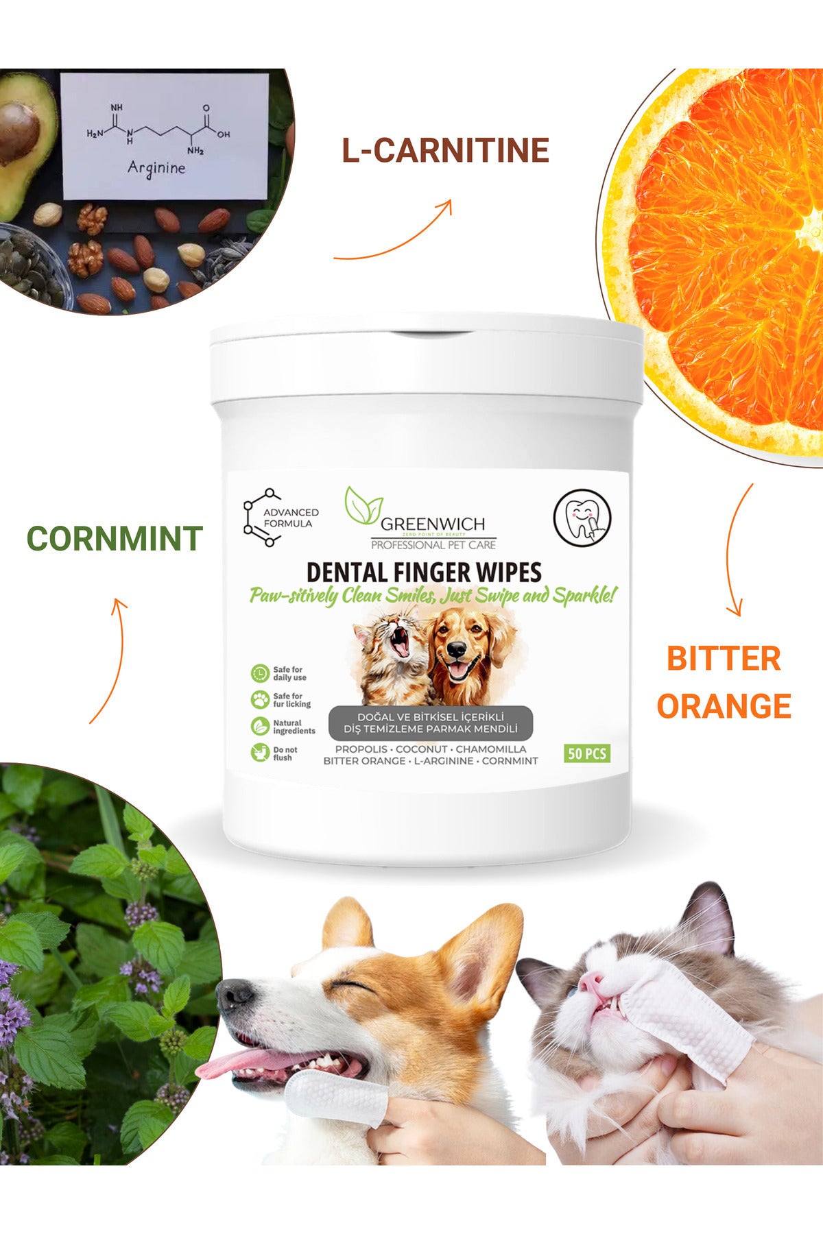 Pet oral care finger wipes