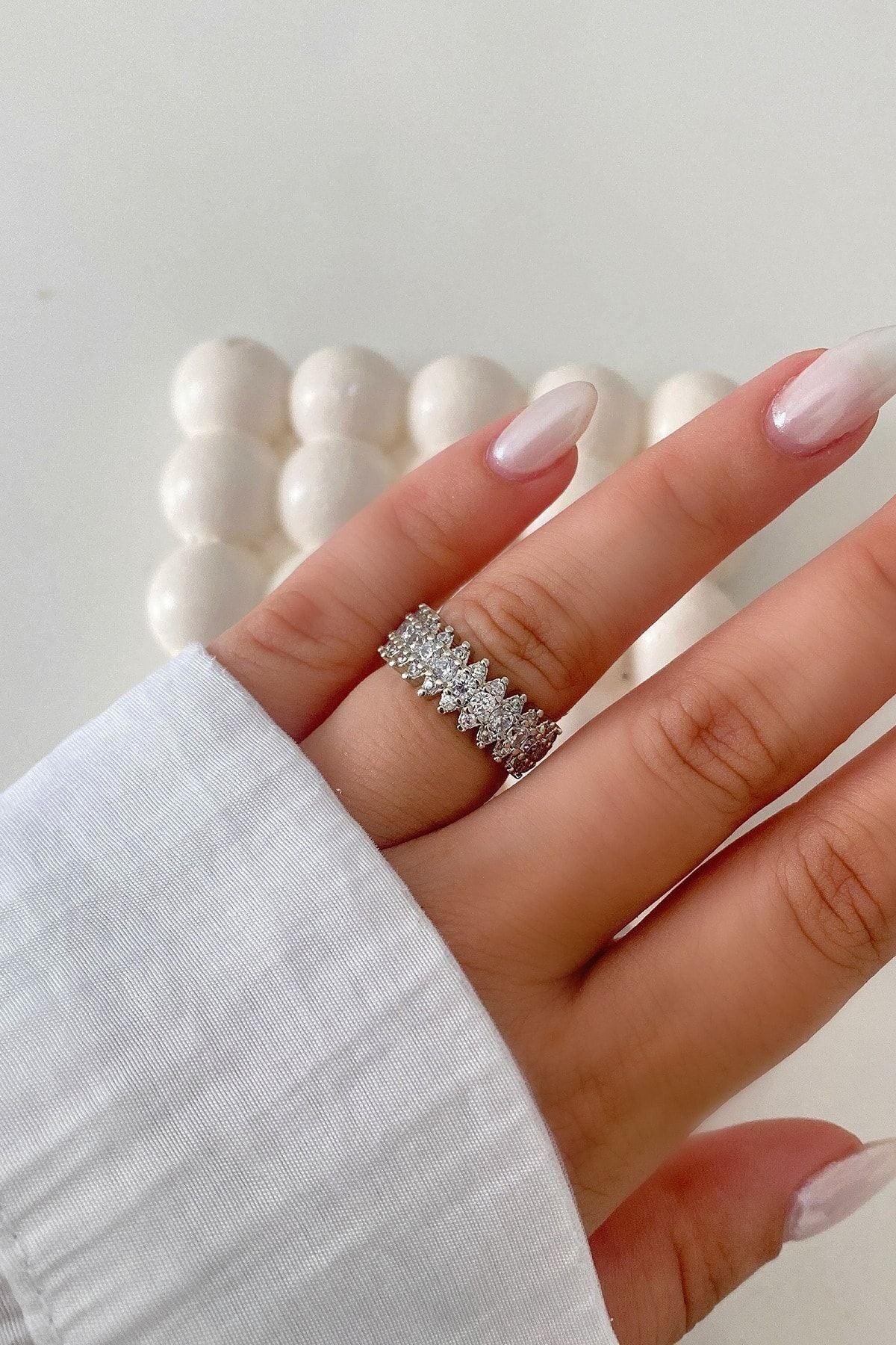 Ressia Zircon Adjustable Stainless Steel Ring front