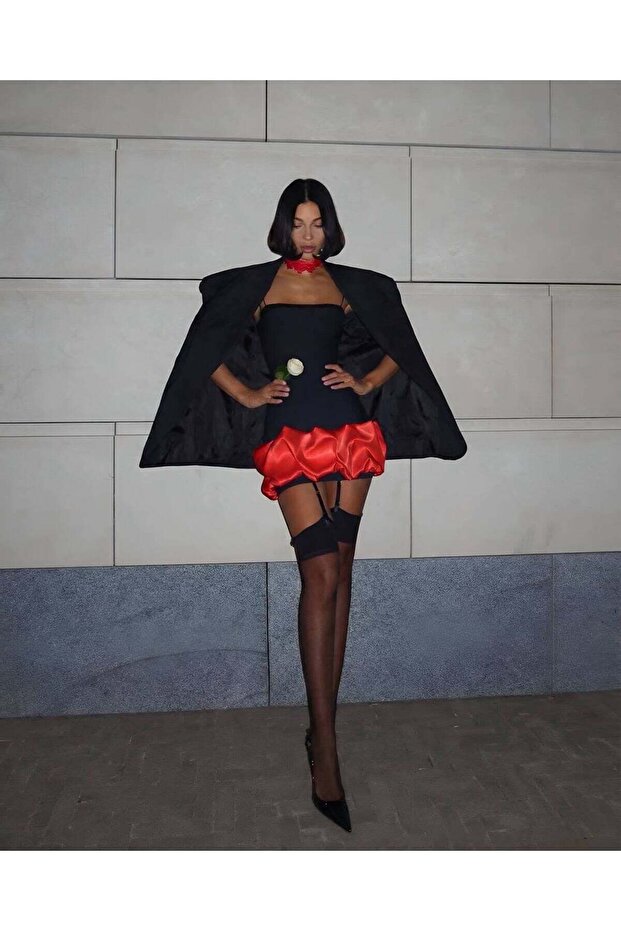 Red Satin Dress Front
