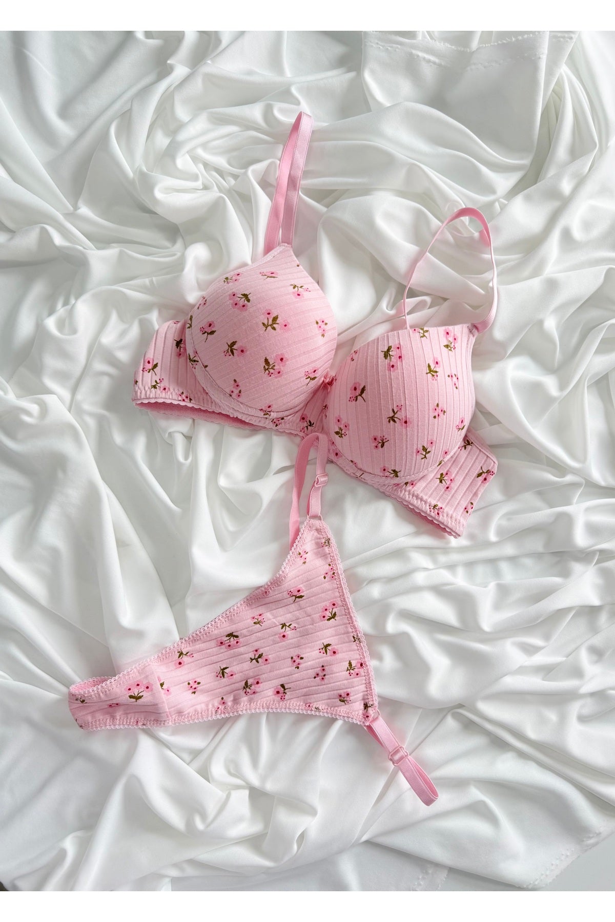 İNKO padded floral bra pink
