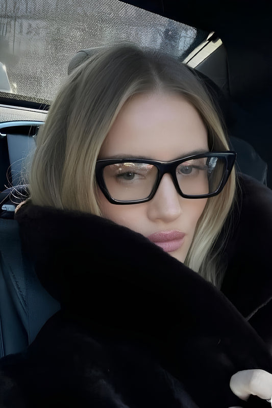 Cat Eye Acetate Sunglasses - Black Frame with Orange Lenses