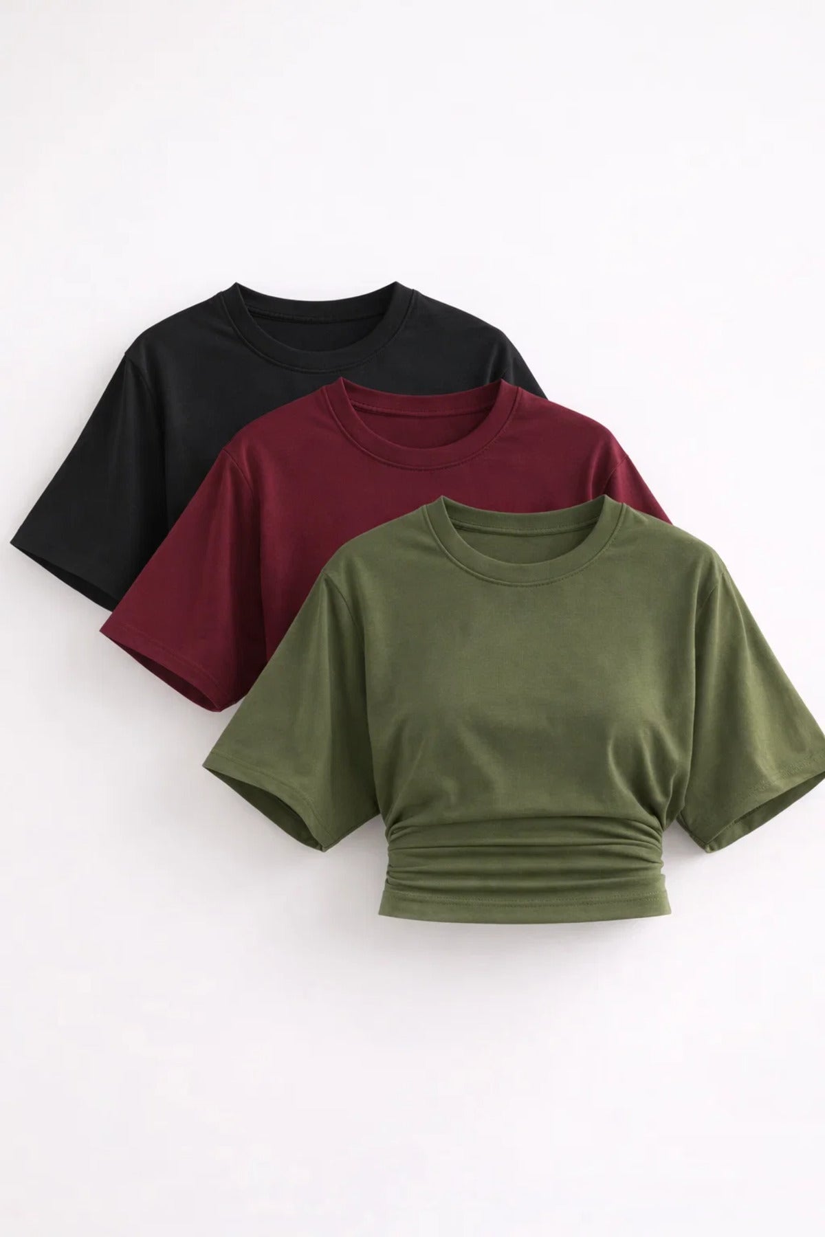 Combine Michail Women's Bat-Sleeve Basic 3-Pack Crop Top