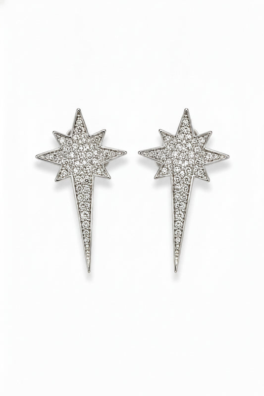 Jack Ferrero silver zircon north star earrings