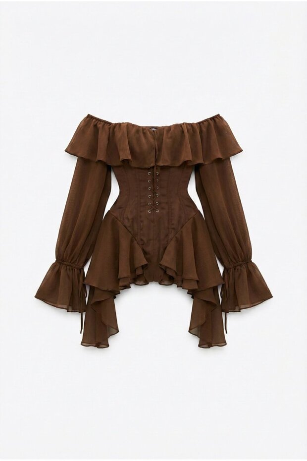 Women's Suede Detailed Design Jumpsuit - Brown - Image 3
